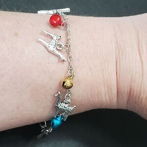 Silver tone no drama llama charm bracelet 7-9"